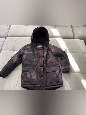 Michael Kors Kids Camo Hooded Puffer Jacket - Black & Purple